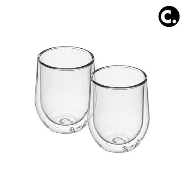 CORKCICLE 유리컵 내열 이중유리 더블월 결로방지 스템리스 글라스 355ml, 클리어 2개