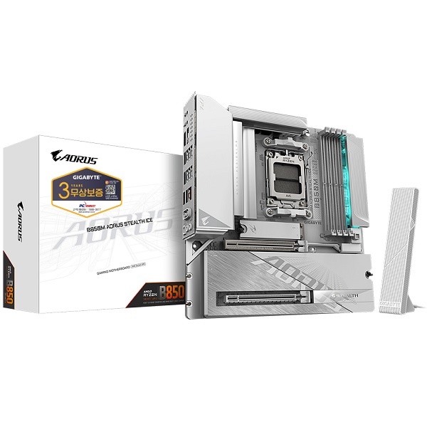 [GIGABYTE] B850M AORUS STEALTH ICE 피씨디렉트 (AMD B850/M-ATX)