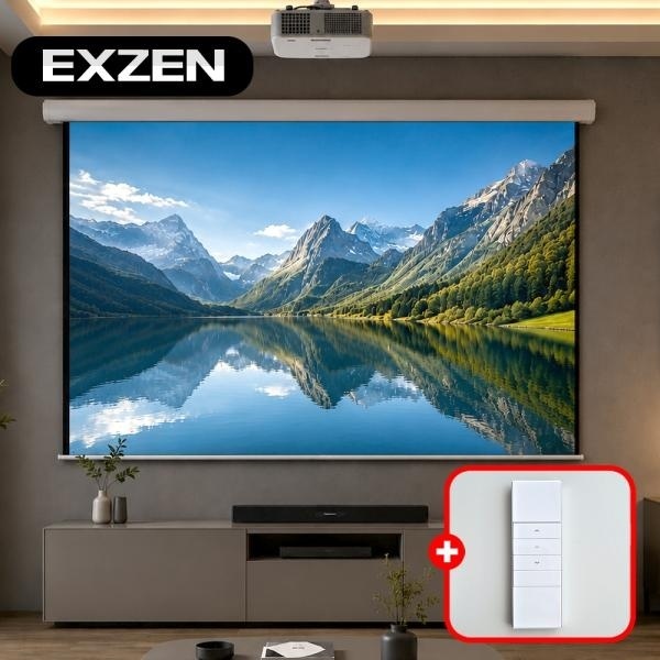 엑스젠 전동스크린 노출형 4:3 가정용 학원용 회의용 자동 빔스크린 리모컨타입 AR 174cm(80인치)