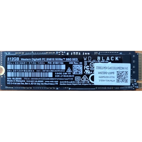 Western Digital] WD SN810 M.2 NVMe 512GB [중고제품/미사용 탈거/AS