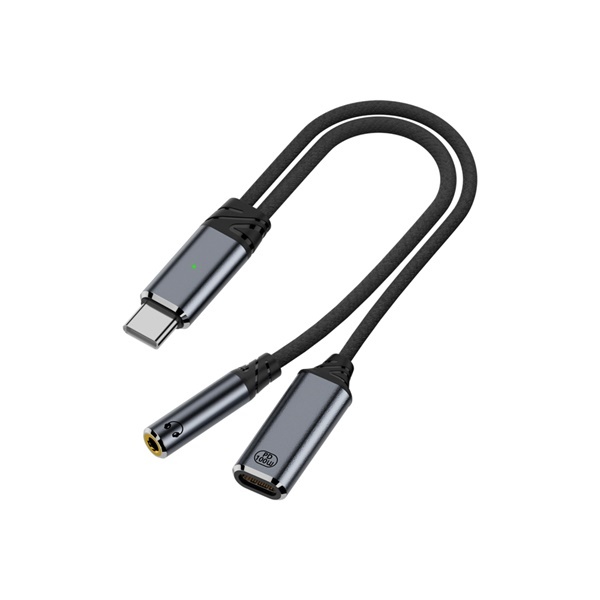 Type-C To 3.5 이어폰 고속충전 듀얼 젠더 케이블 100W VR [YT-CST01]
