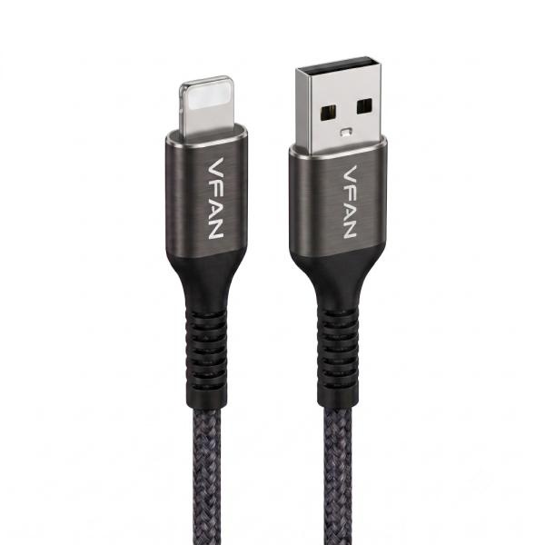 USB-A 2.0 to 8핀 18W 고속 충전케이블, 그레이메탈, VLA8-1M [1m]