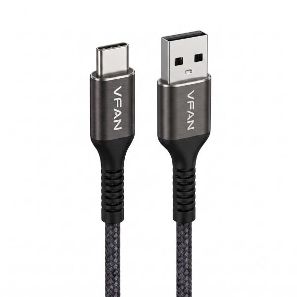 USB-A 2.0 to Type-C 18W 고속 충전케이블, 그레이메탈, VLAC-1M [1m]