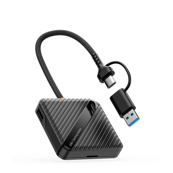 6in1 멀티카드리더기 메모리보관케이스 USB3.2 Gen1허브 듀얼커넥터 XC-9000M [블랙]