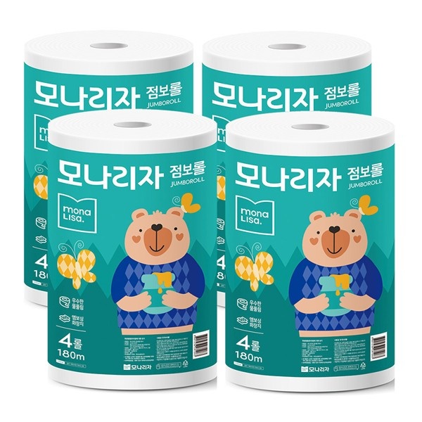 점보롤 화장지 2겹 180m 4롤 4팩